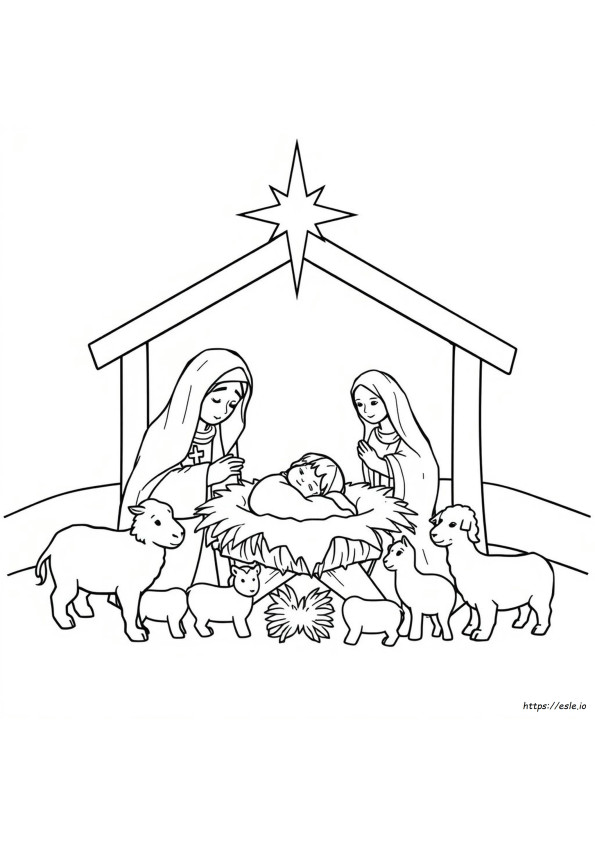 Jesus Birth Coloring Pages Free