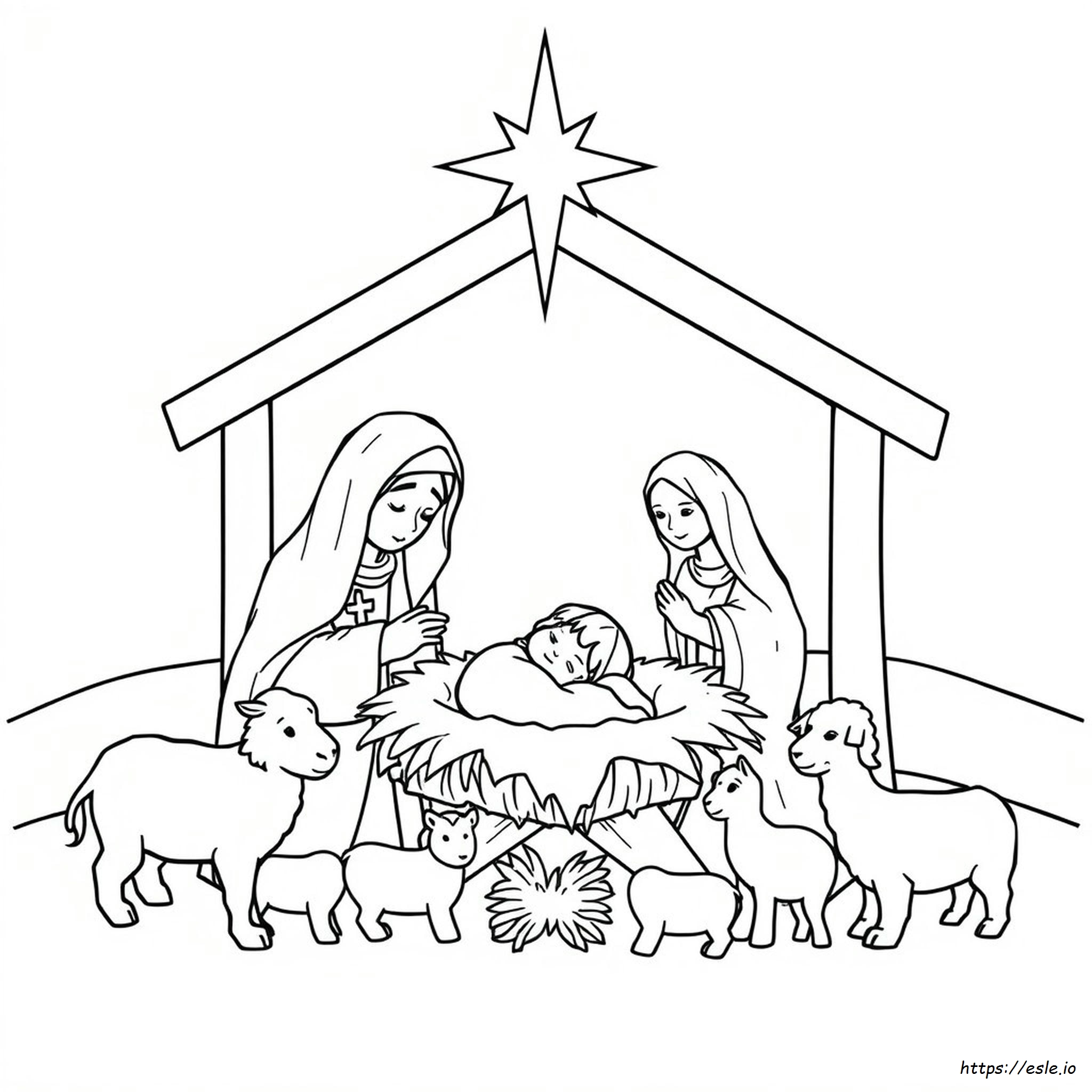 Jesus Birth Coloring Pages Free