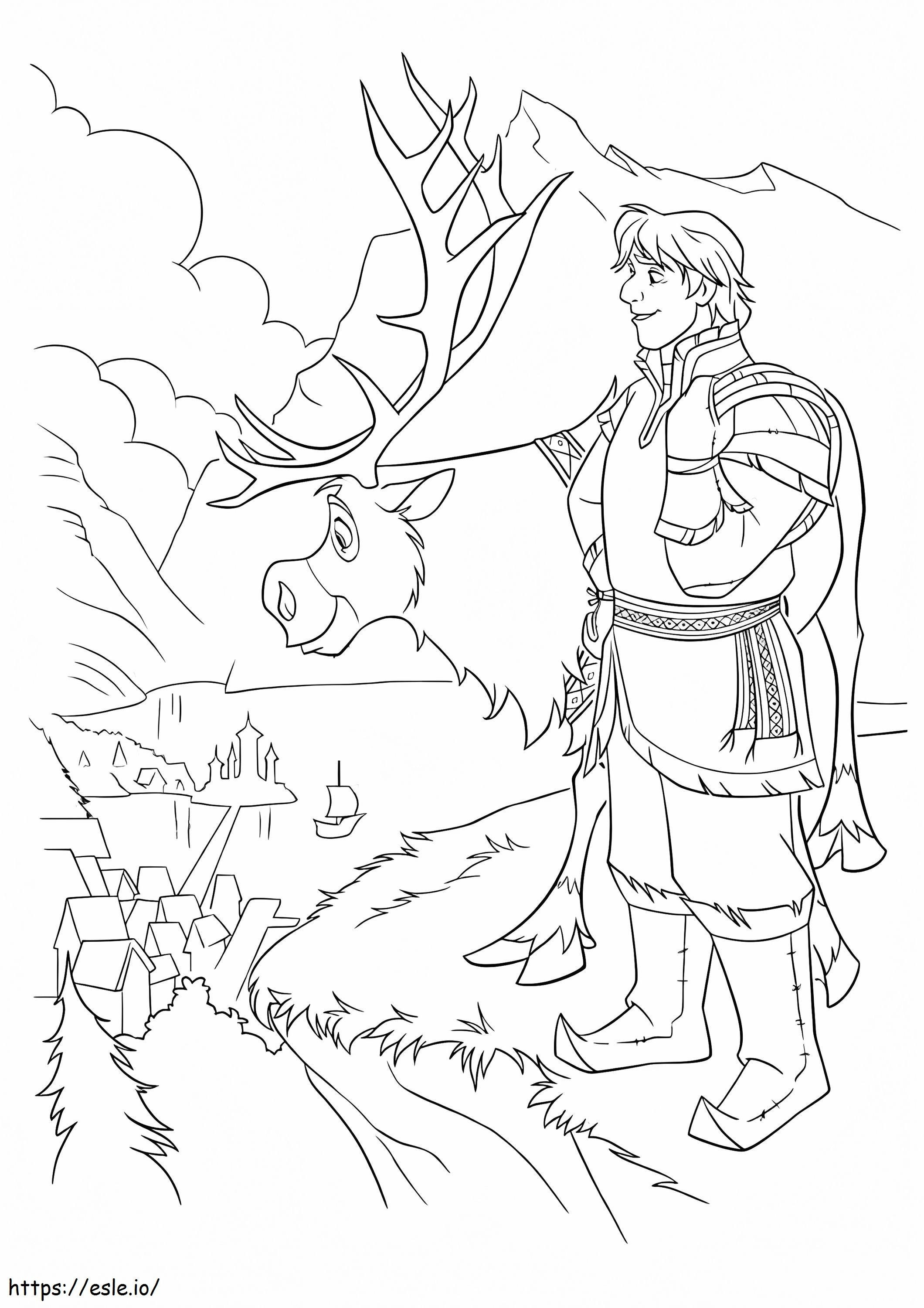 Kristoff And Sven In The Country coloring page