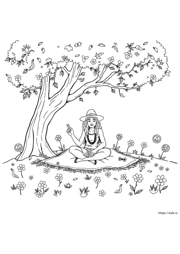 Halaman Gambar Buku Mewarnai Hippie