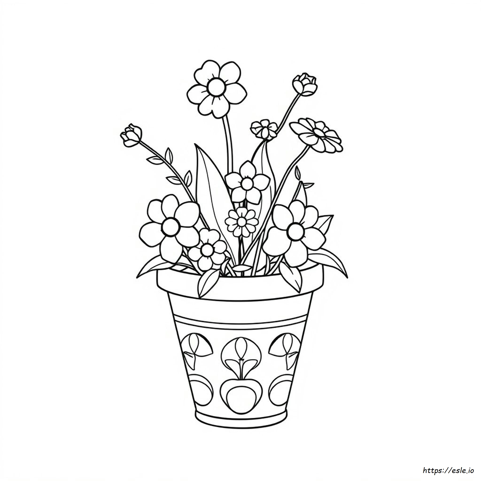 Coloring Flower Pot Outline