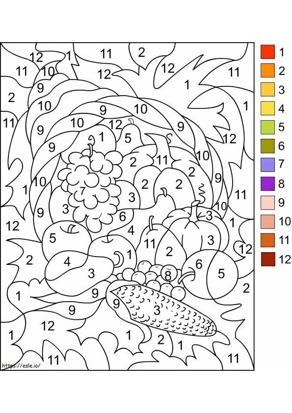 Coloriage Thanksgiving imprimable couleur par numéro à imprimer dessin