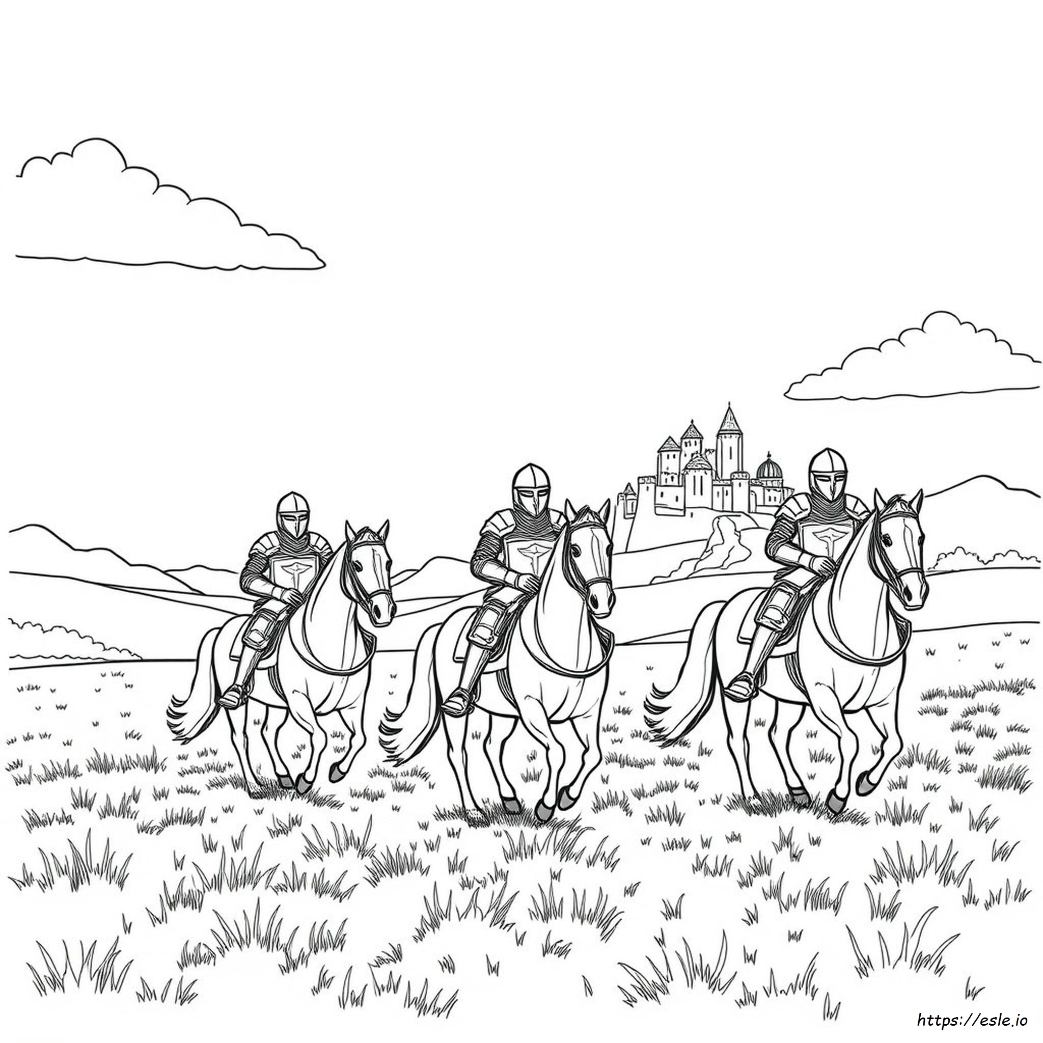 Coloring Pages Knights On Horses