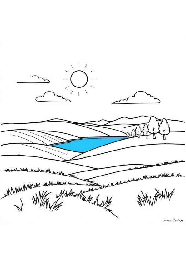 Paisagem Para Colorir
