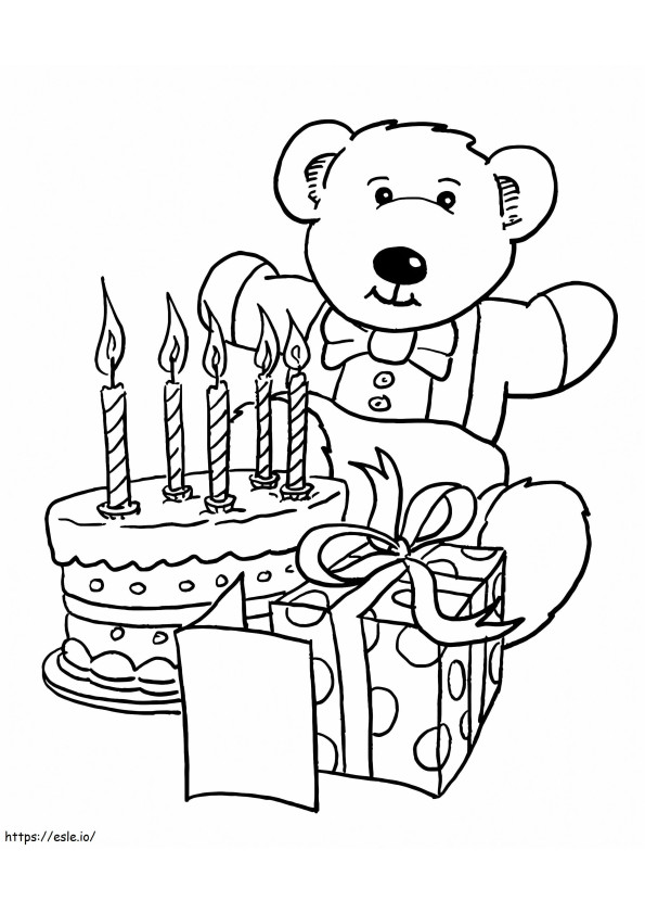 Brinquedos e bolo de aniversário para colorir