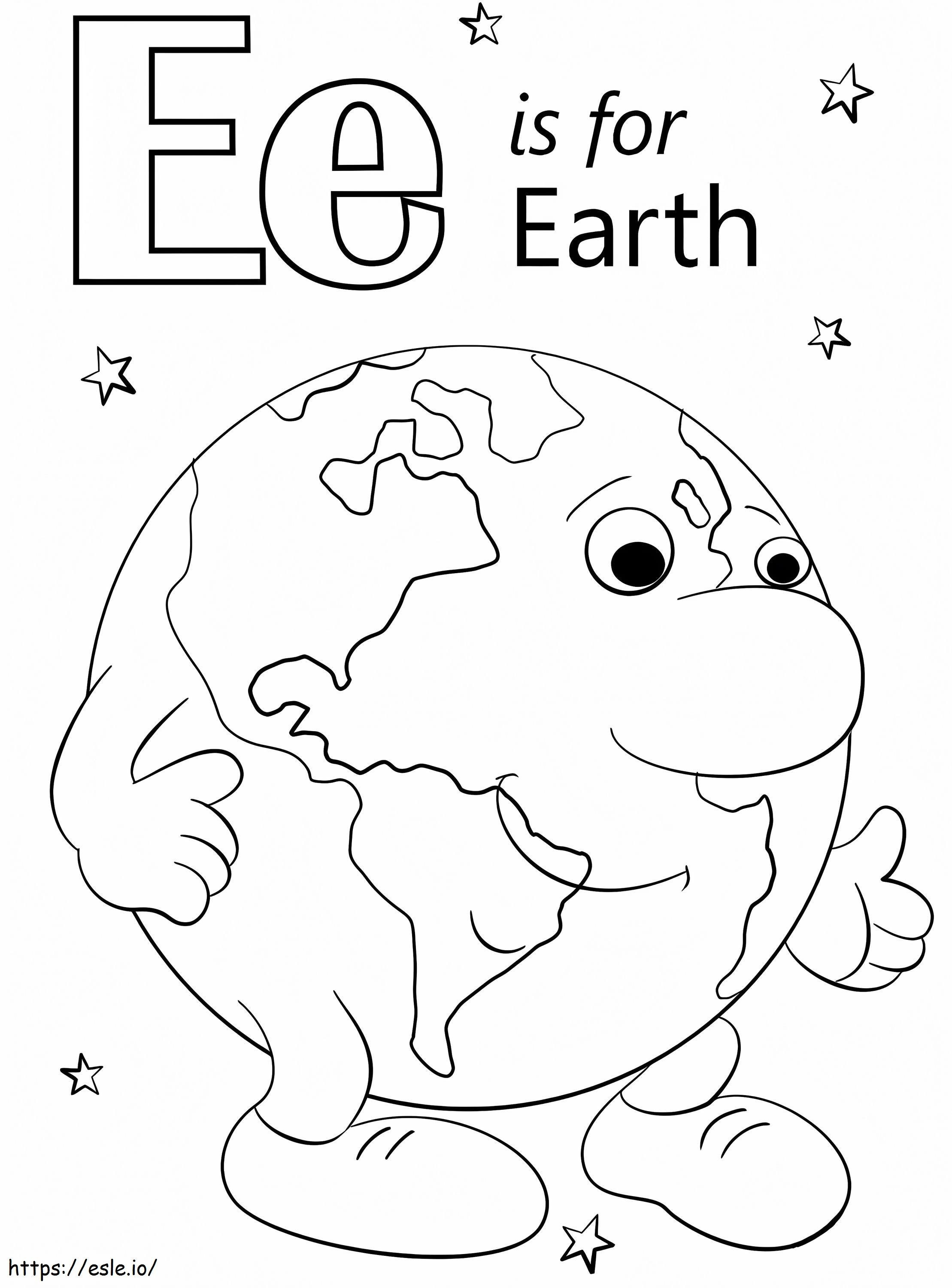 Litera Pământului E de colorat