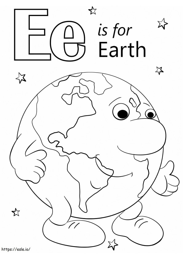 Aarde Letter E kleurplaat