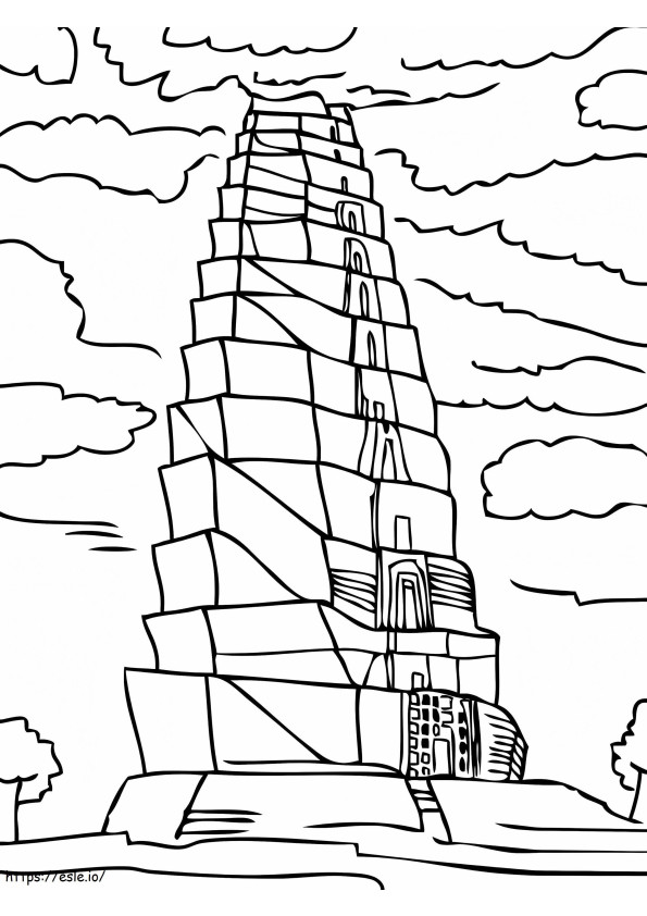 Toren van Babel 6 kleurplaat