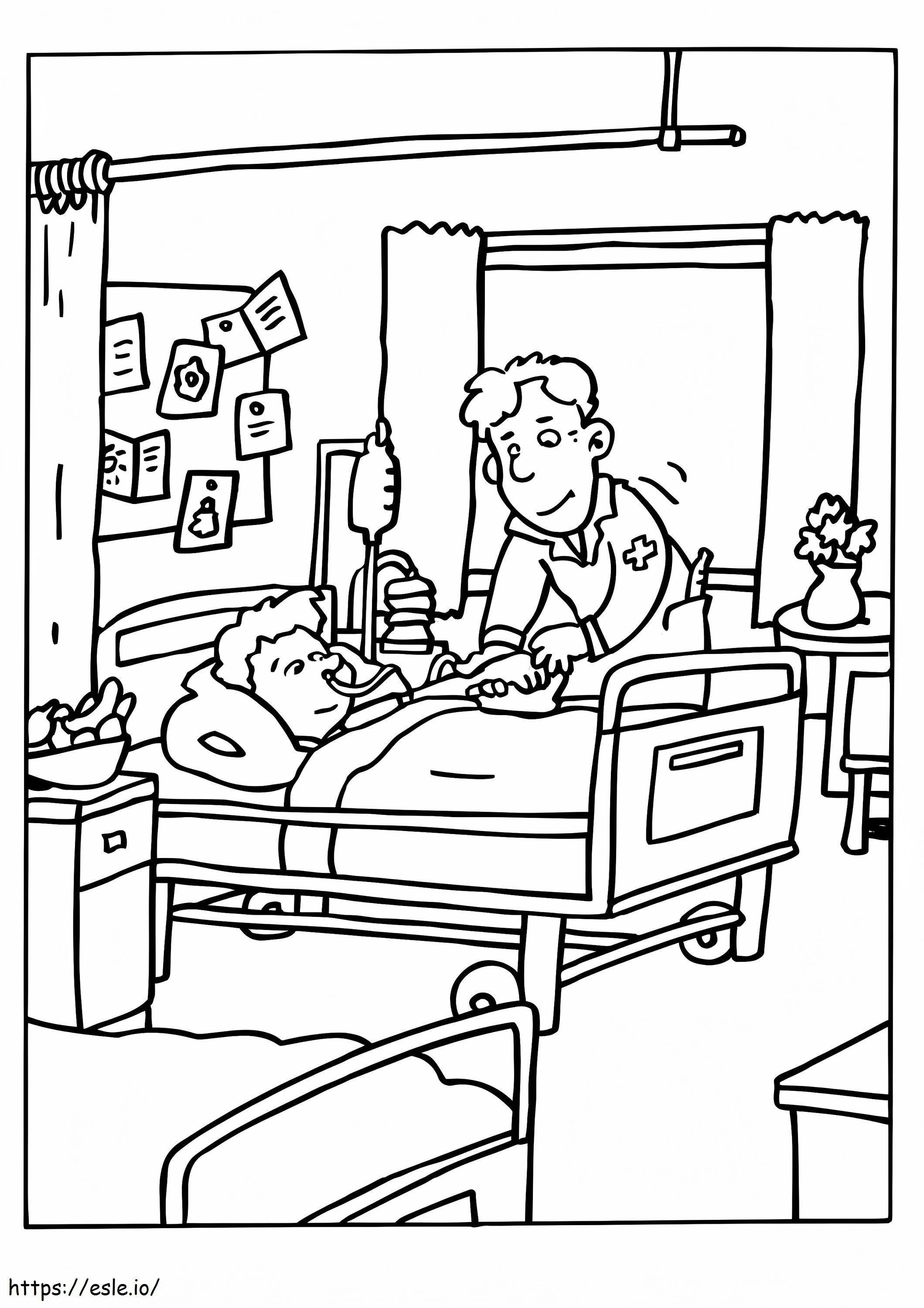 Little Boy In Hospital coloring page