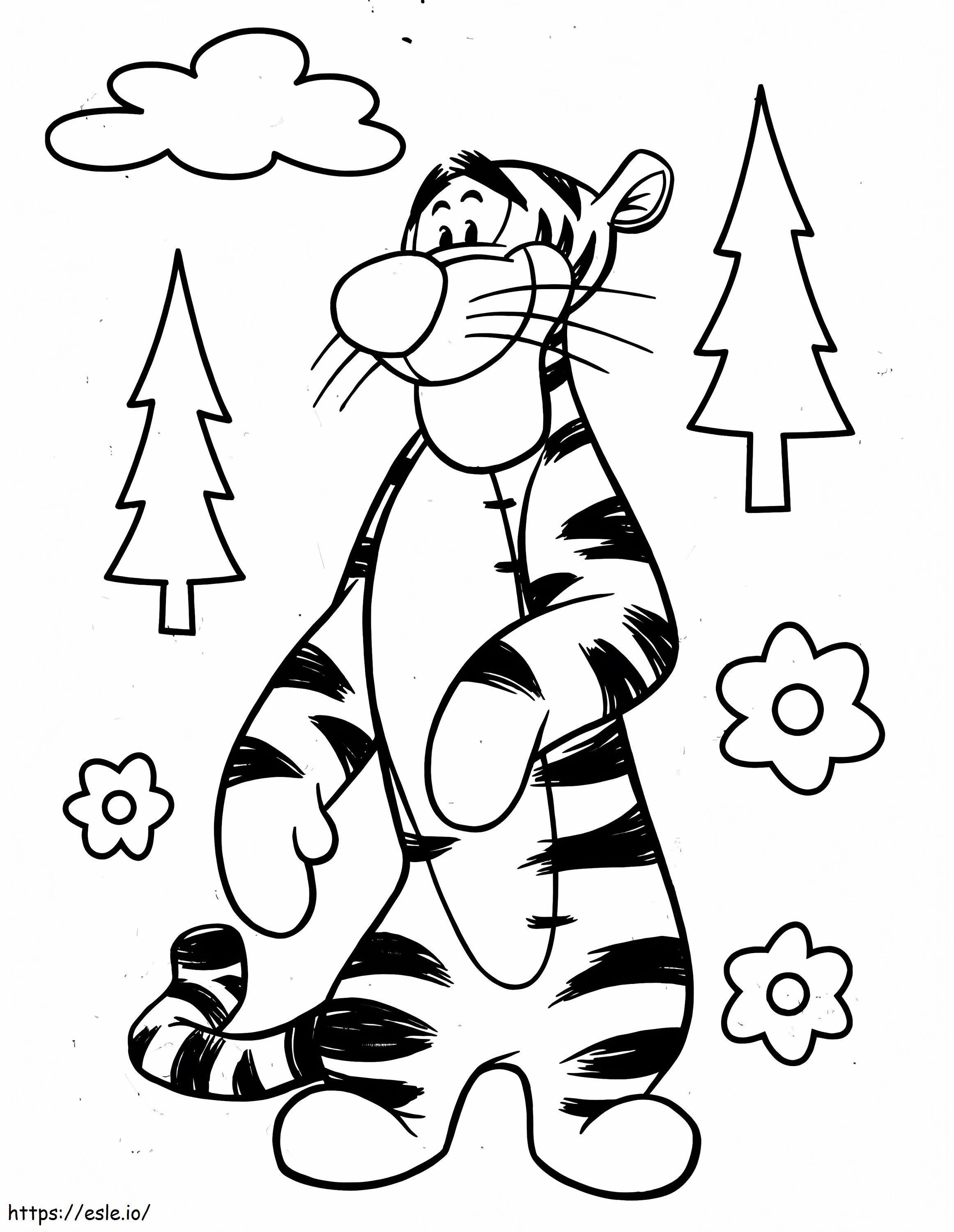 Tigger In The Wood coloring page