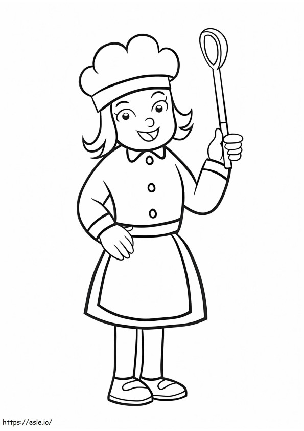 Lovely Girl Cook coloring page