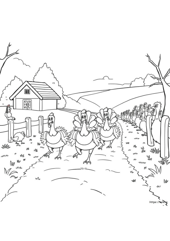 The Great Turkey Race Coloring Page