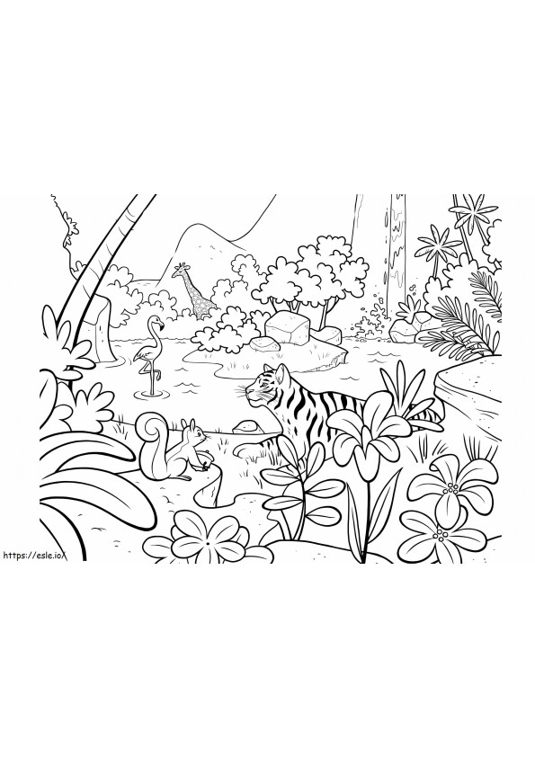 Coloriage Belle jungle à imprimer dessin