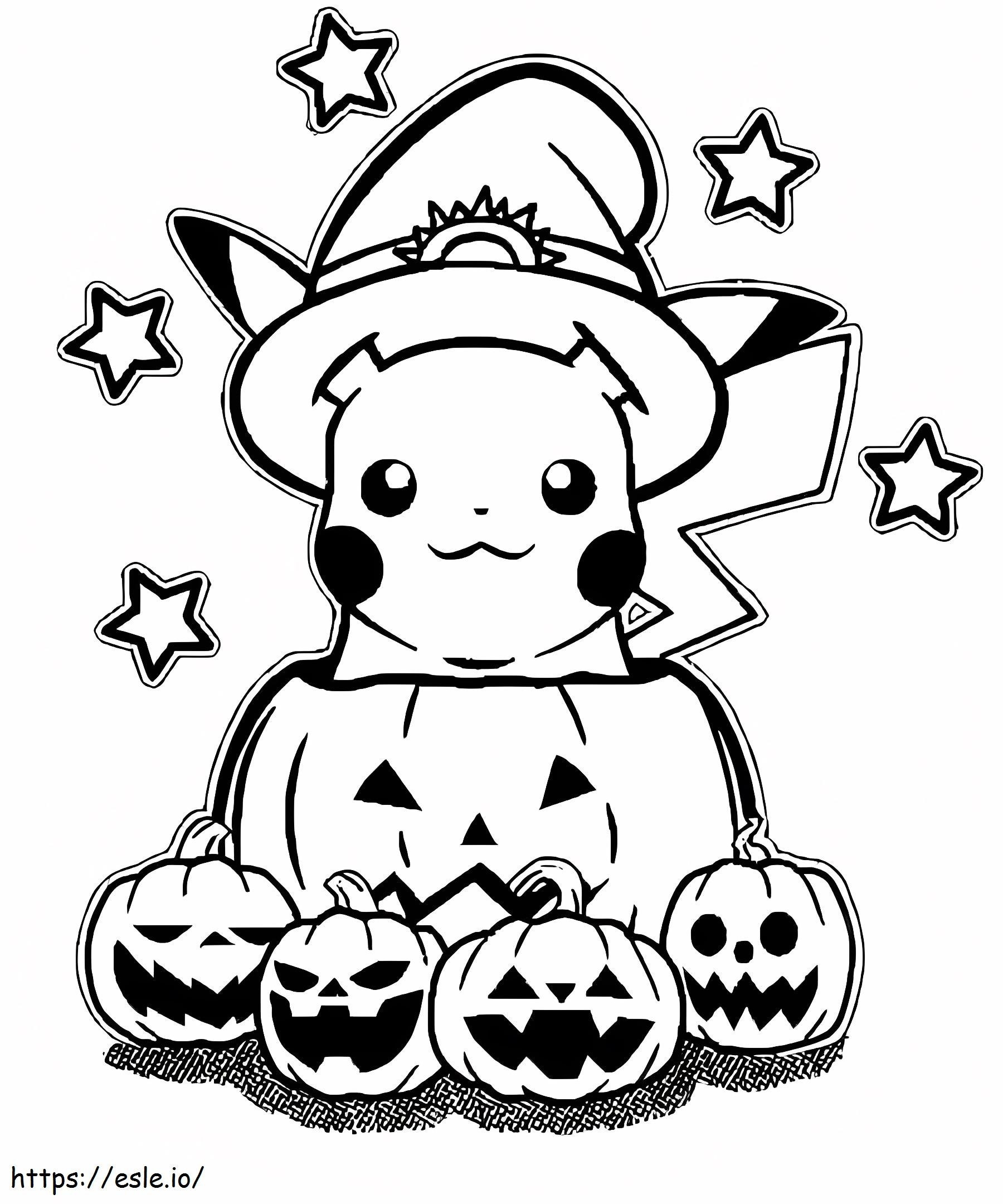 Halloween Pikachu coloring page