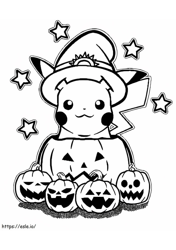 Coloriage Pikachu d'Halloween à imprimer dessin