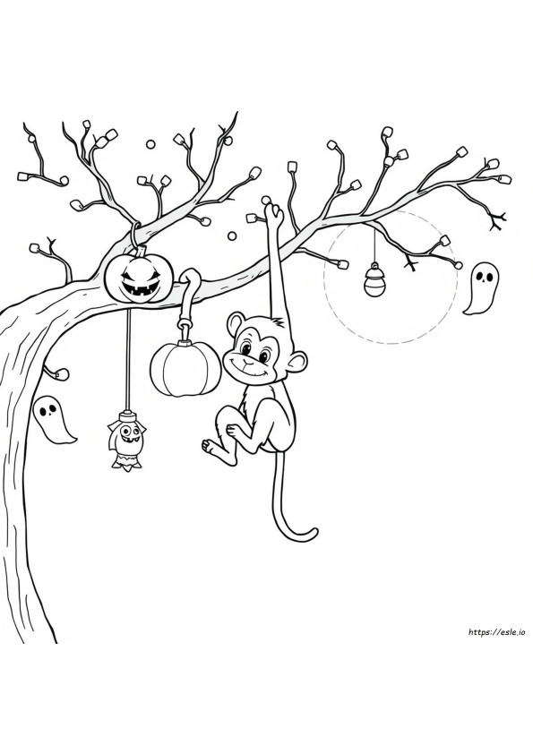 Halloween-Apina Värityskuva
