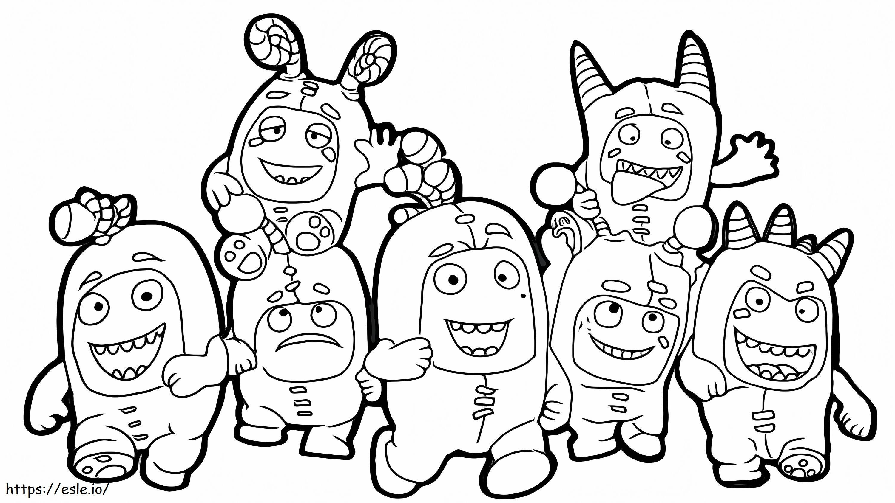 Happy Oddbods coloring page