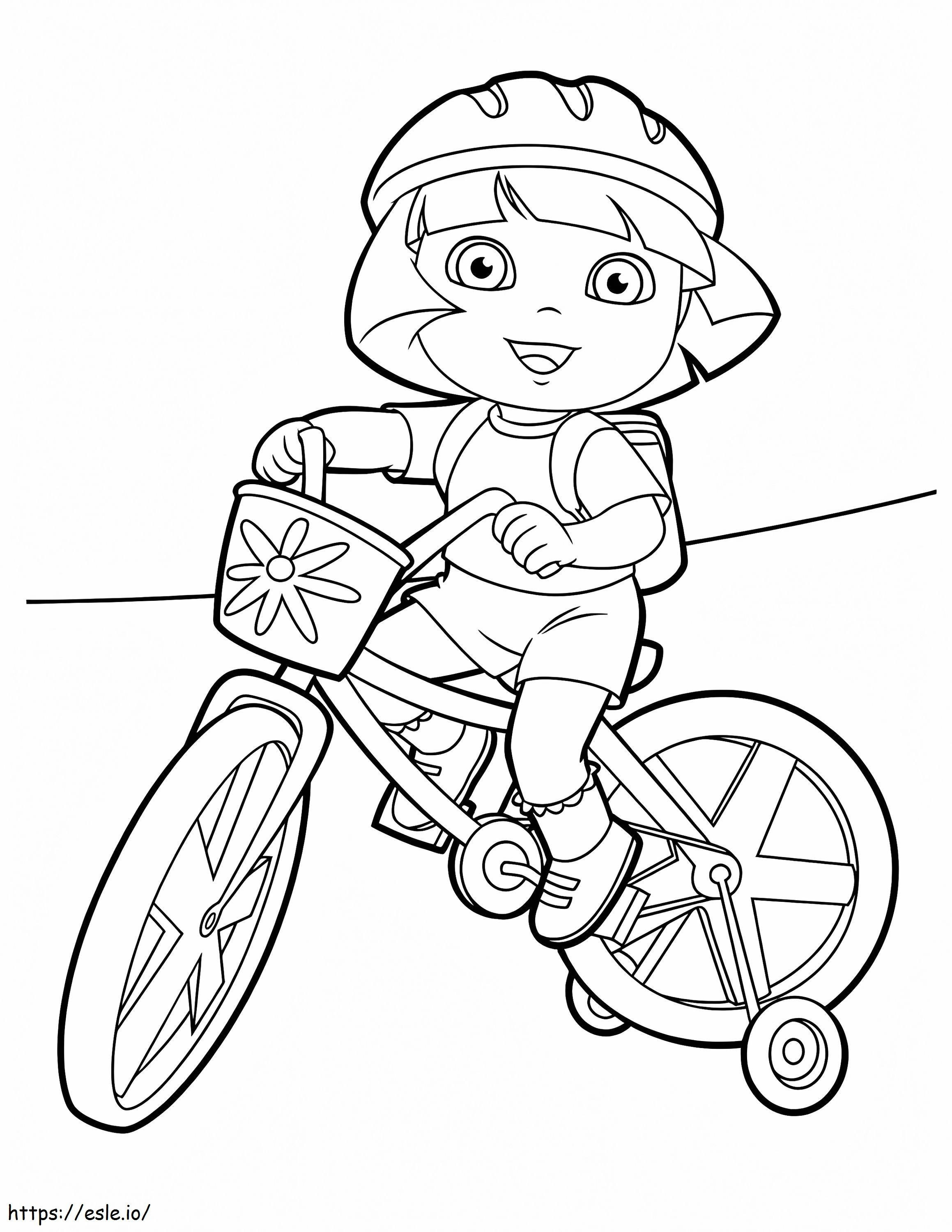 Dora Riding Bike coloring page
