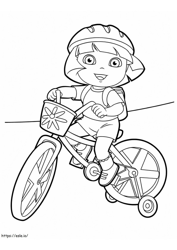 Dora Riding Bike coloring page