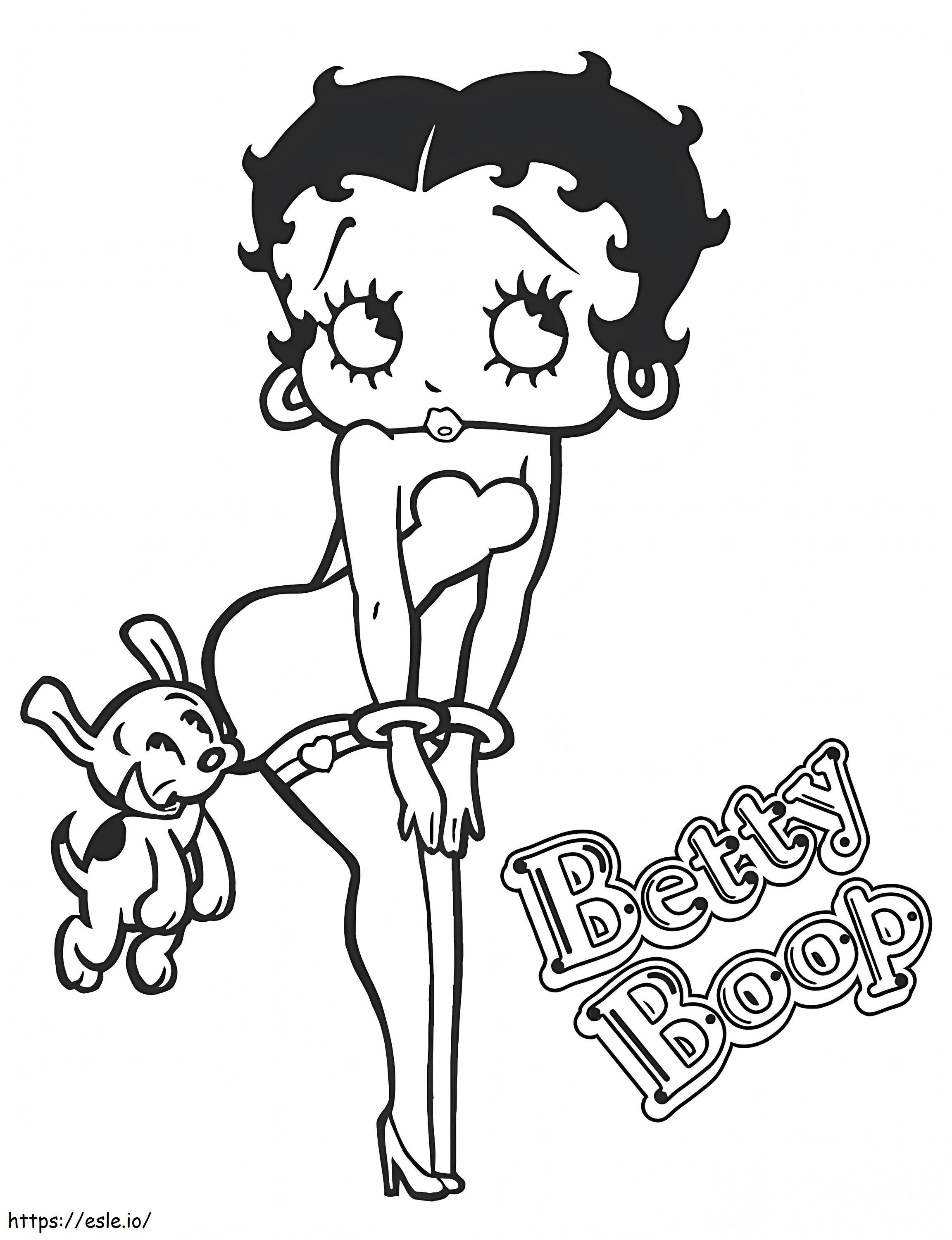 Betty Boop com cachorro para colorir