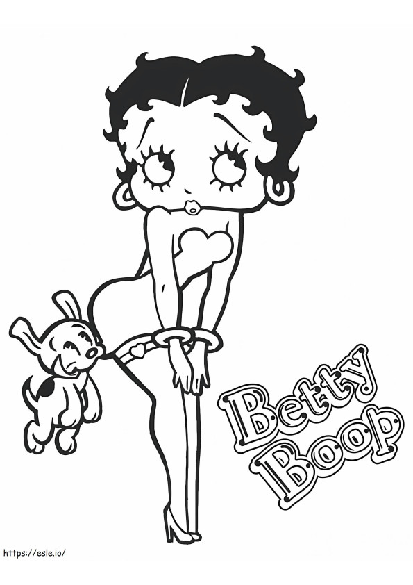 Betty Boop con cachorro para colorear