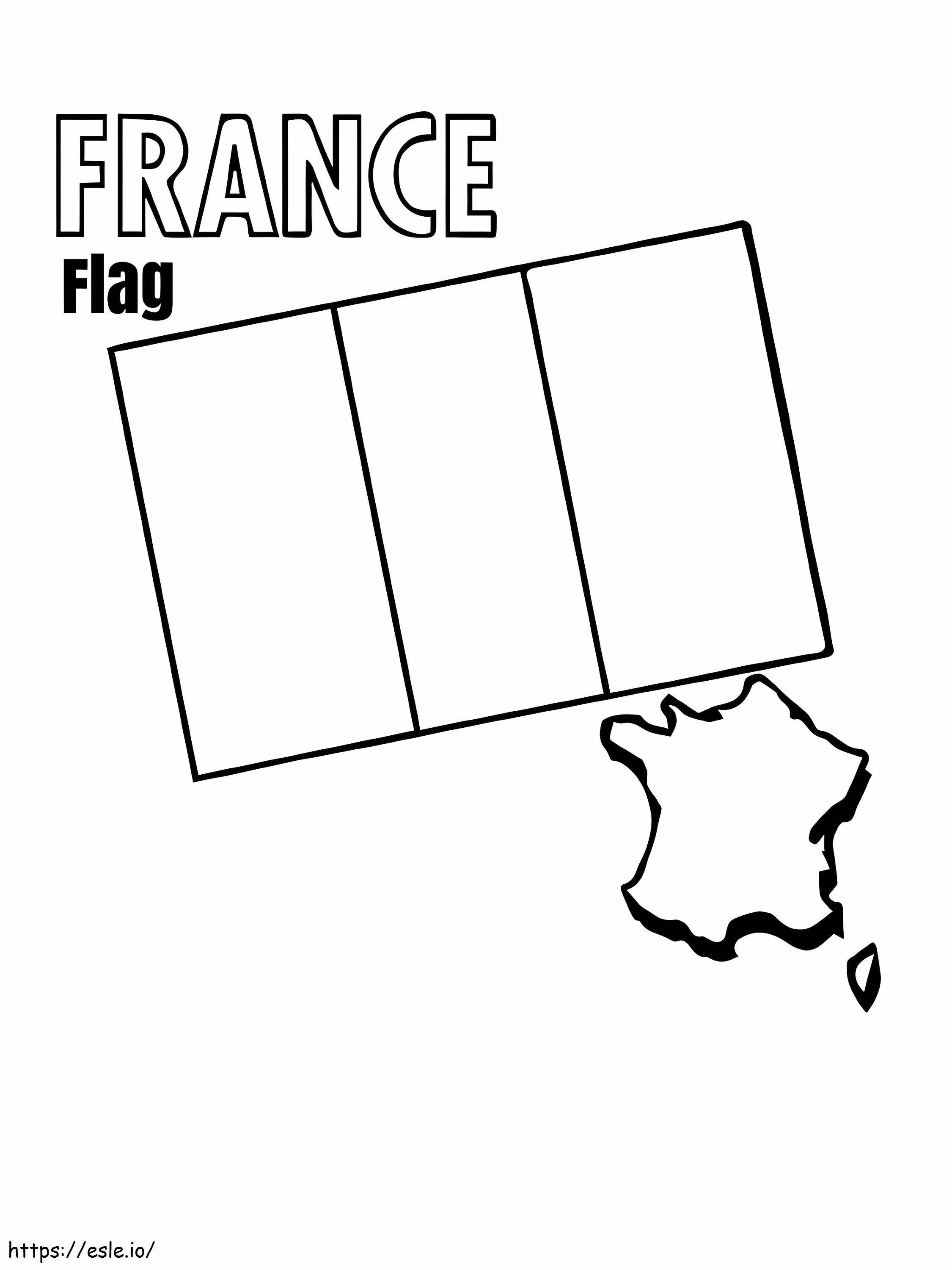 Ranskan lippu ja kartta värityskuva