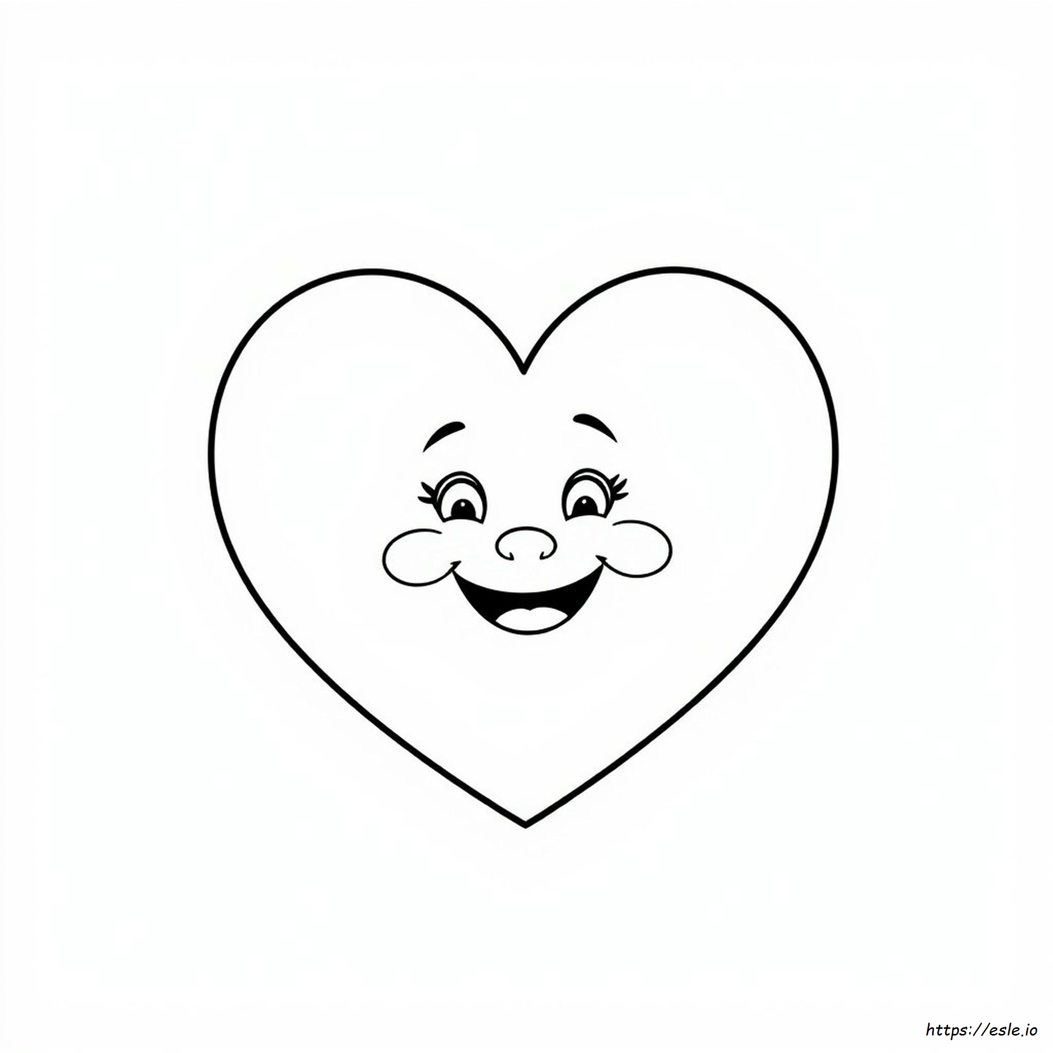 Heart With Face Coloring Page