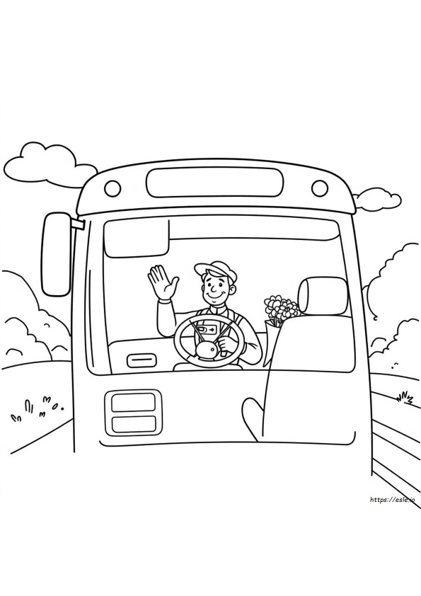 バスの運転手さん ありがとう！ ぬりえ