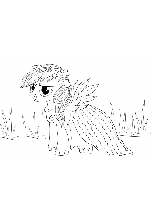 Beautiful Rainbow Dash dari kartun Little Pony gratis untuk diunduh dan mewarnai gambar