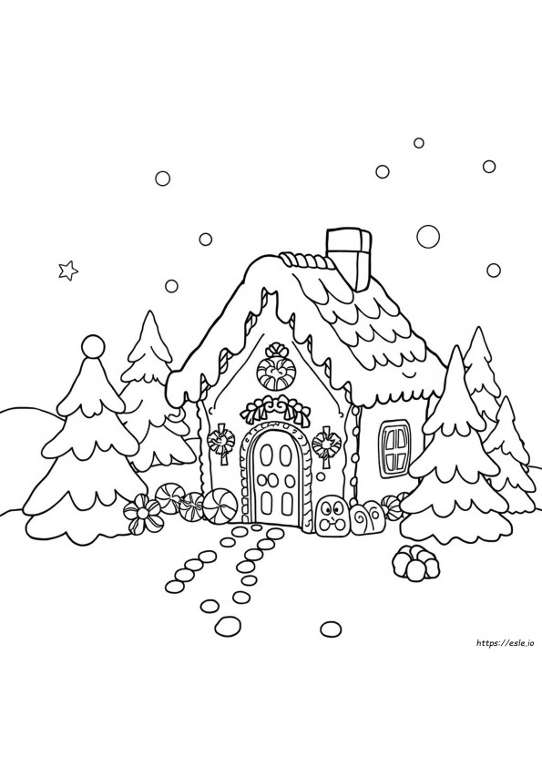 Gingerbread House Colouring Pages