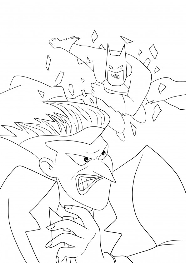 Batman și Joker se luptă cu imprimarea și colorarea pentru coală gratuită