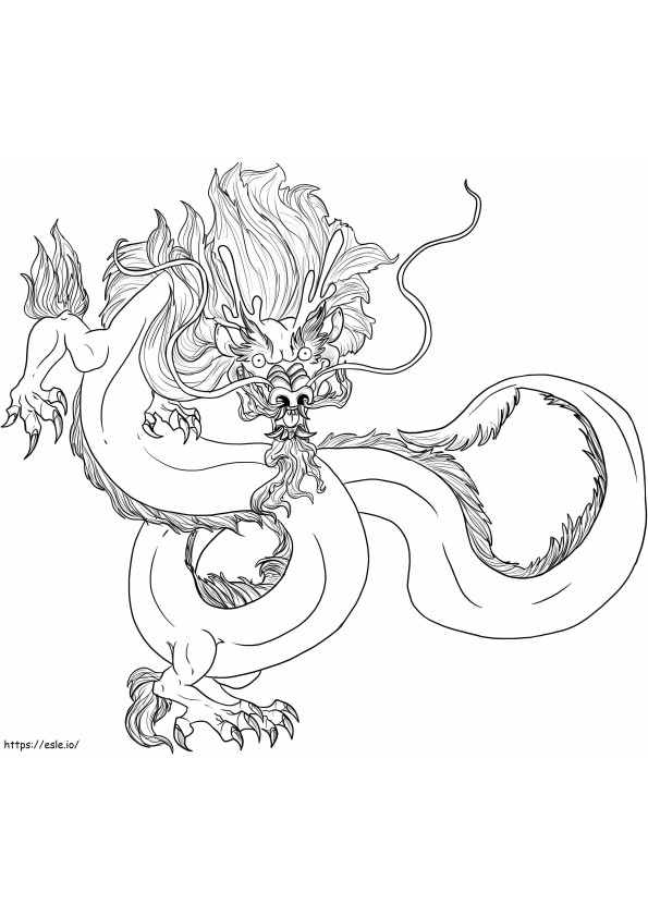 Dragon chinezesc înfricoșător de colorat