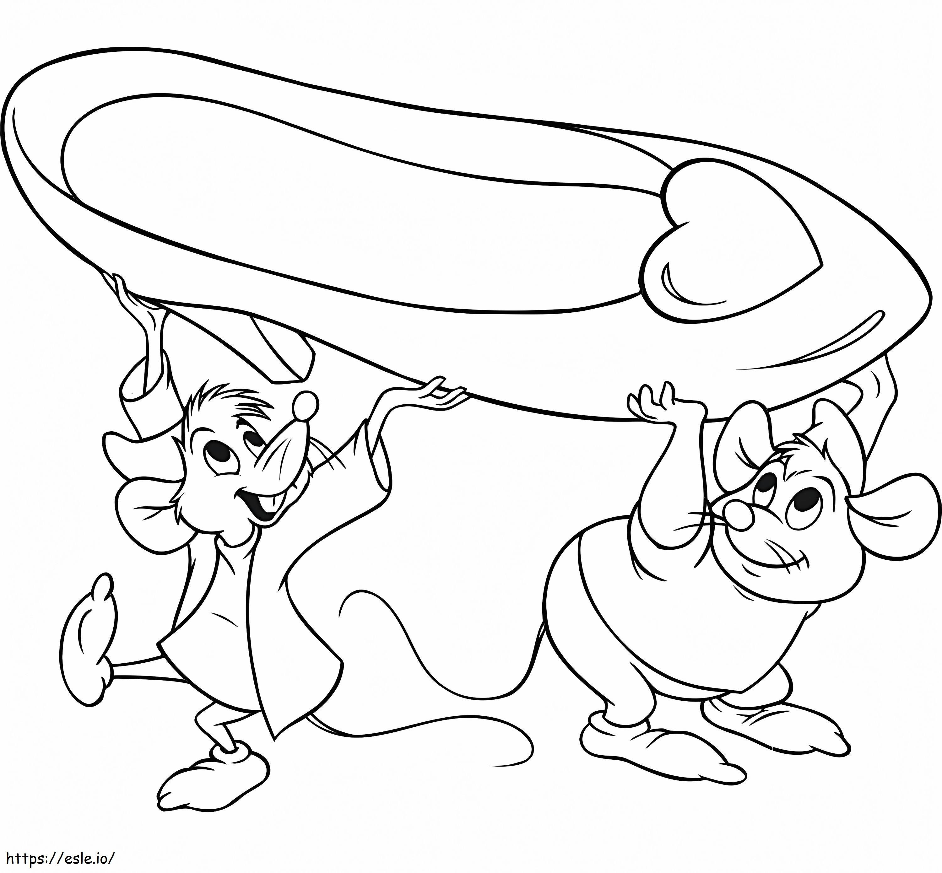 Jaq And Gus Holding Shoe coloring page