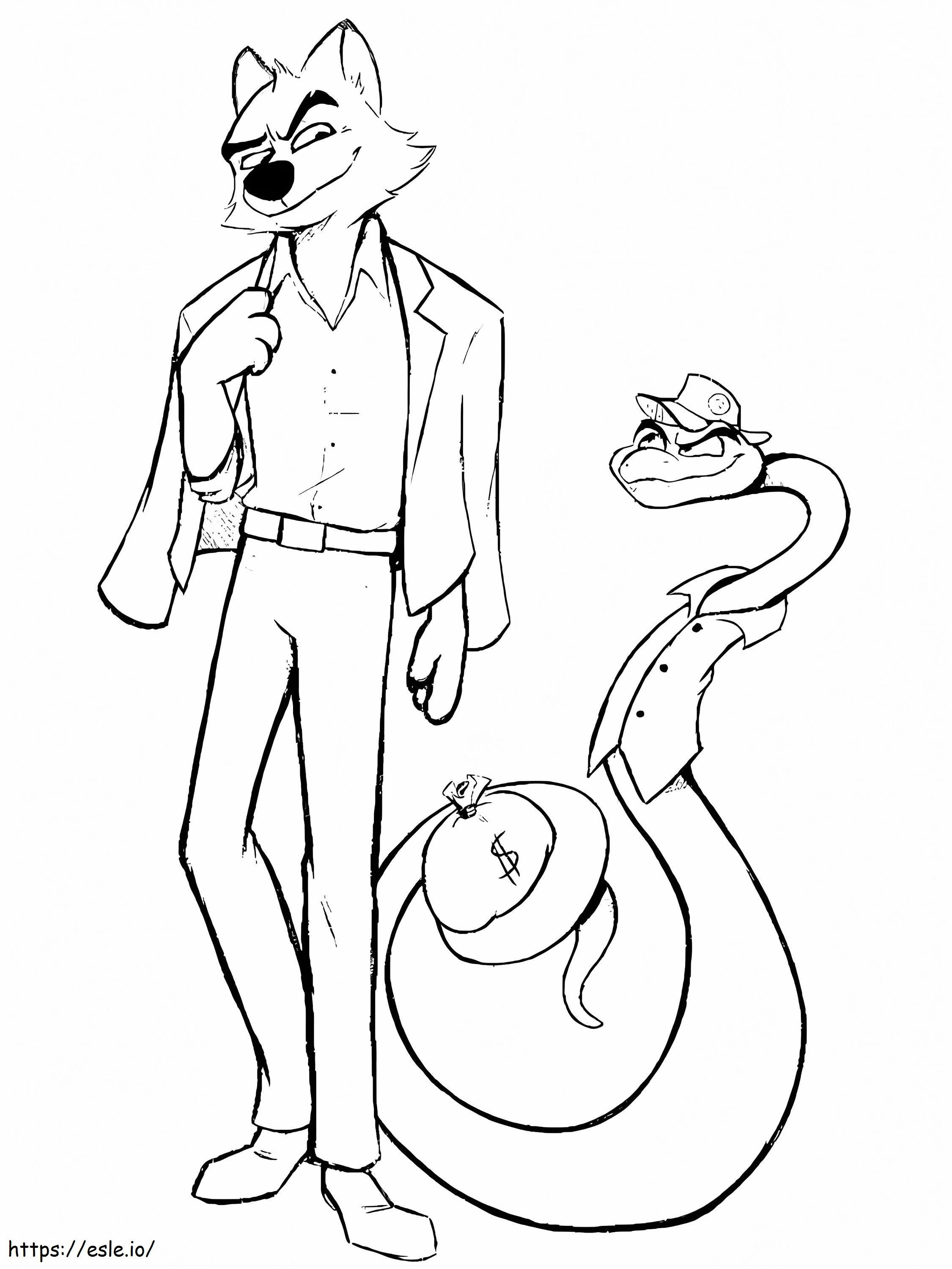Coloriage M. Loup et M. Serpent à imprimer dessin