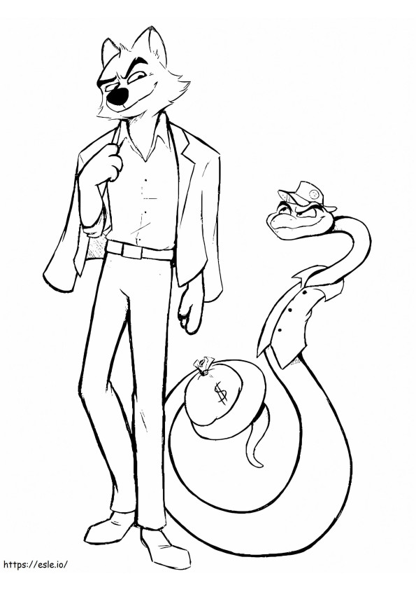Domnul lup și domnul șarpe de colorat