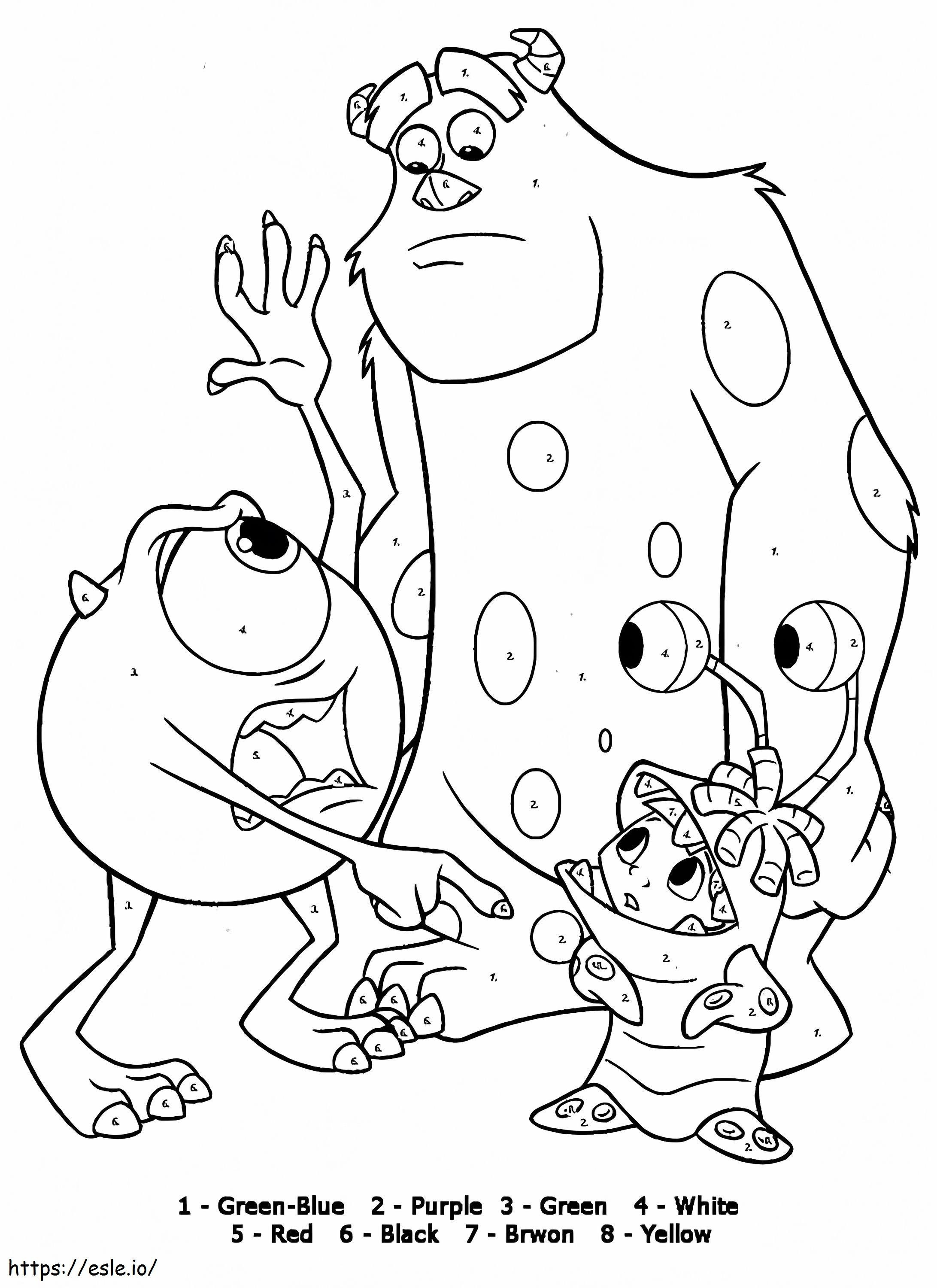 Monster Inc Color By Number coloring page