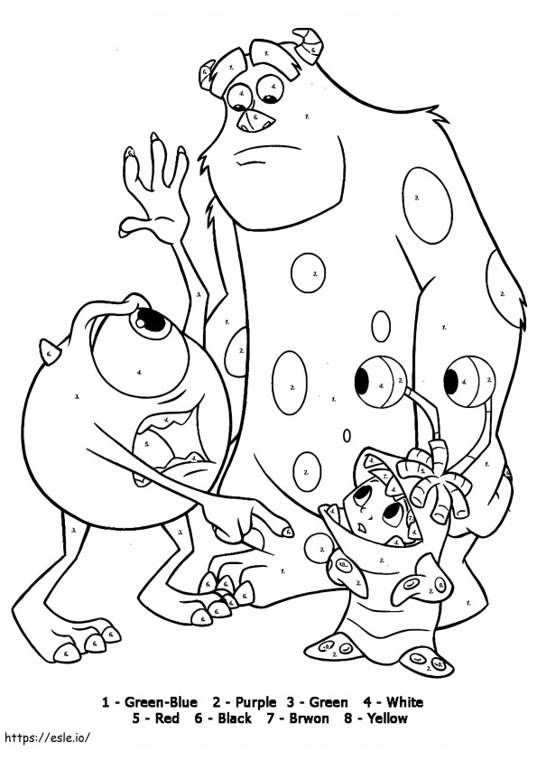 Monster Inc Color By Number coloring page