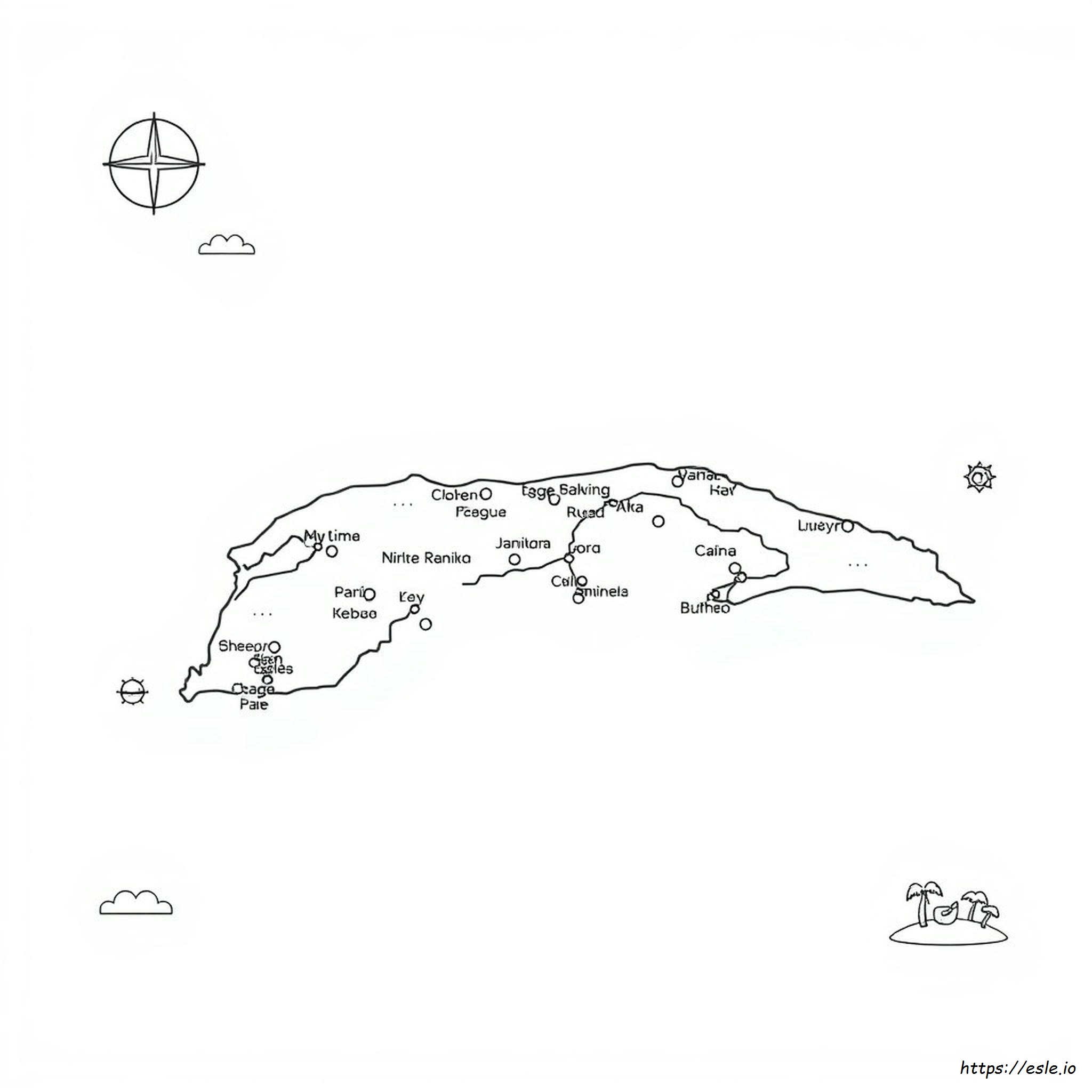 Mapa De Cuba Para Colorear