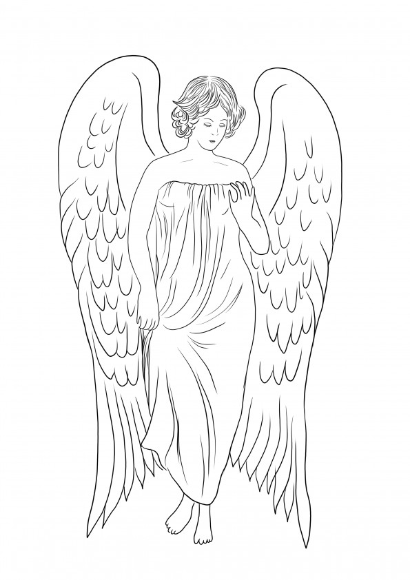 Voici un magnifique coloriage d'un ange gardien à imprimer gratuitement ou à télécharger