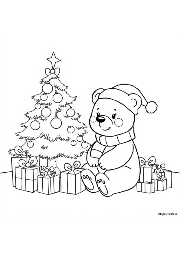 Cute Christmas Bear Coloring Pages
