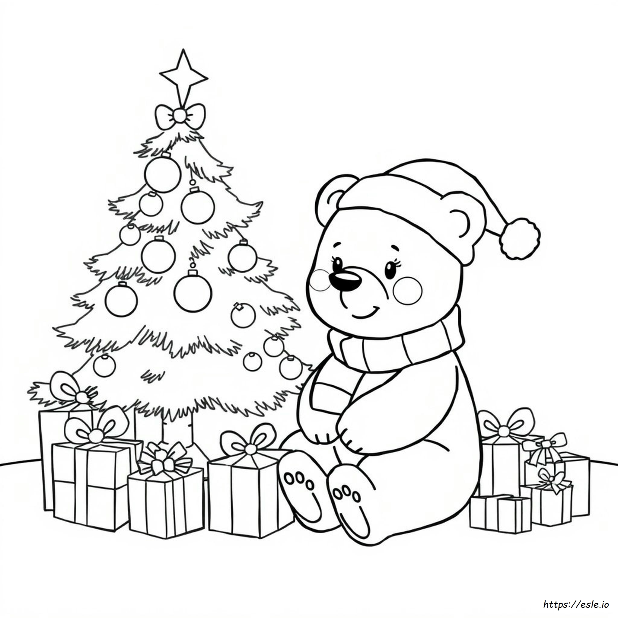 Cute Christmas Bear Coloring Pages