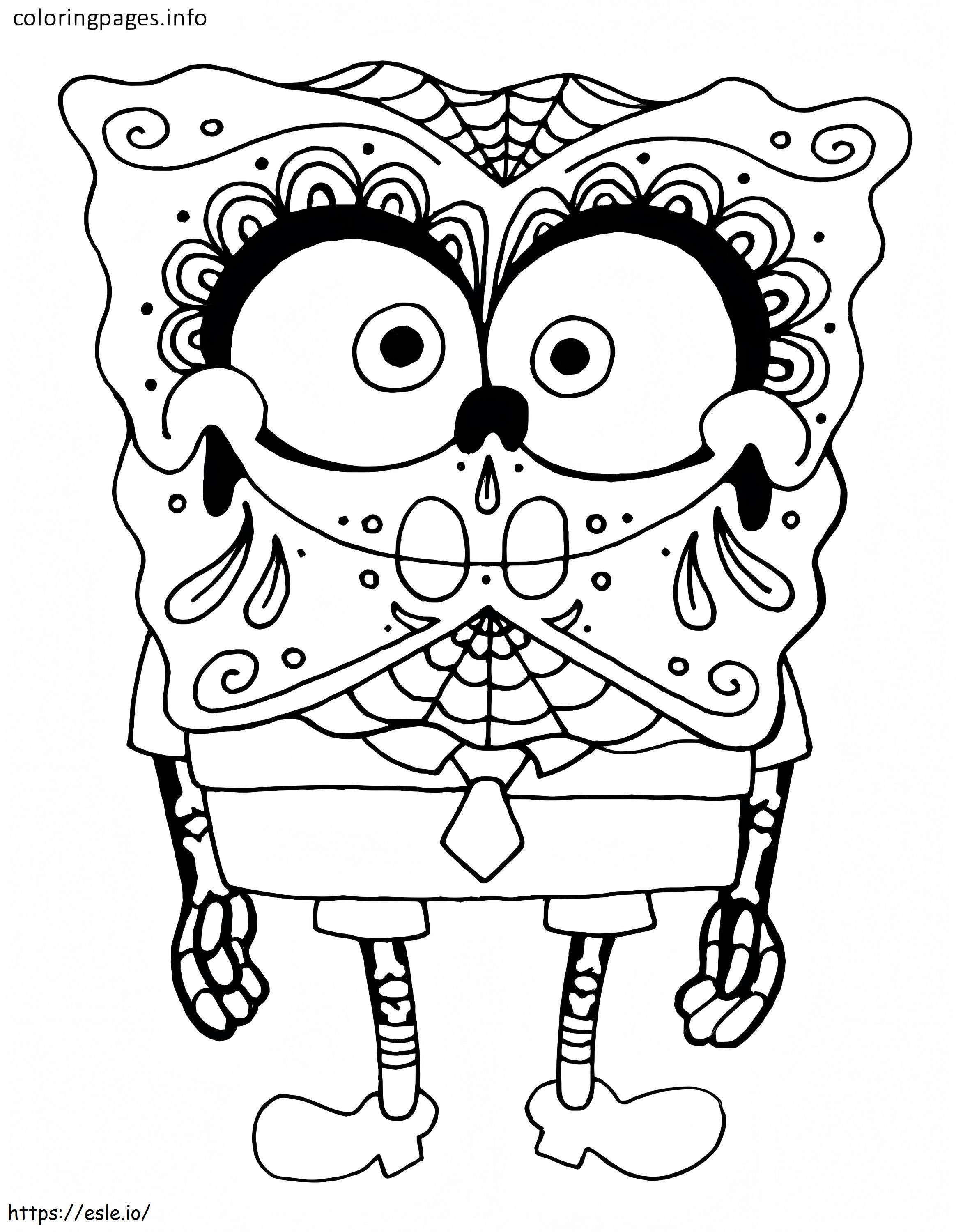 Spongebob cu costum de schelet de colorat