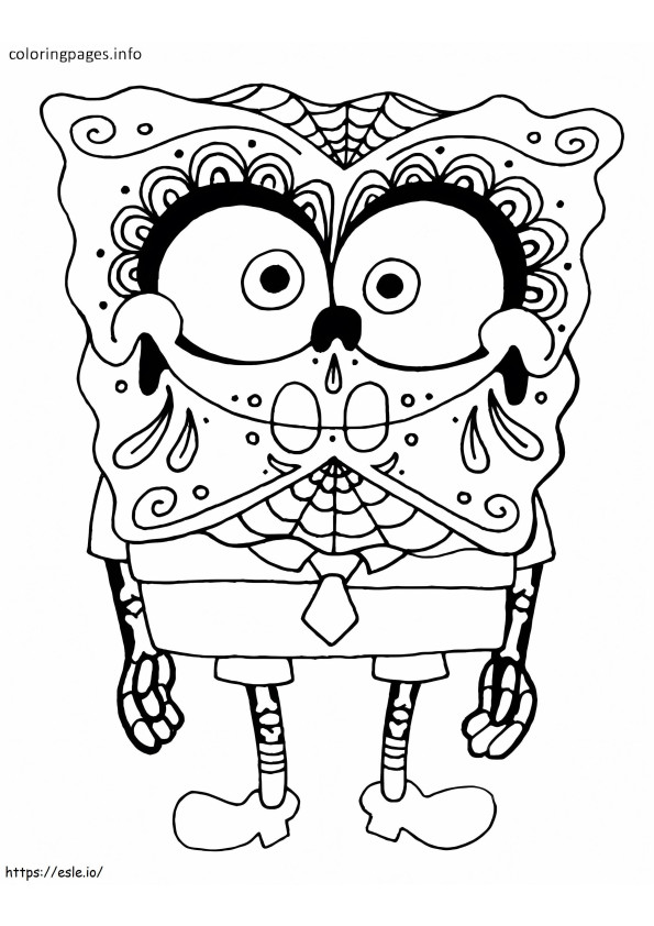 Spongebob Dengan Kostum Kerangka Gambar Mewarnai