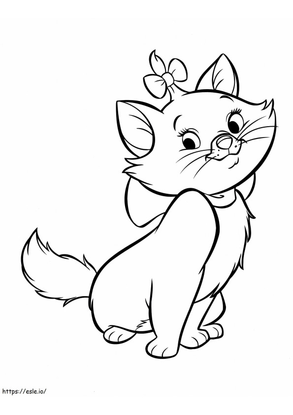 Desenhos para colorir de uma linda gata Marie para meninas em escala para colorir