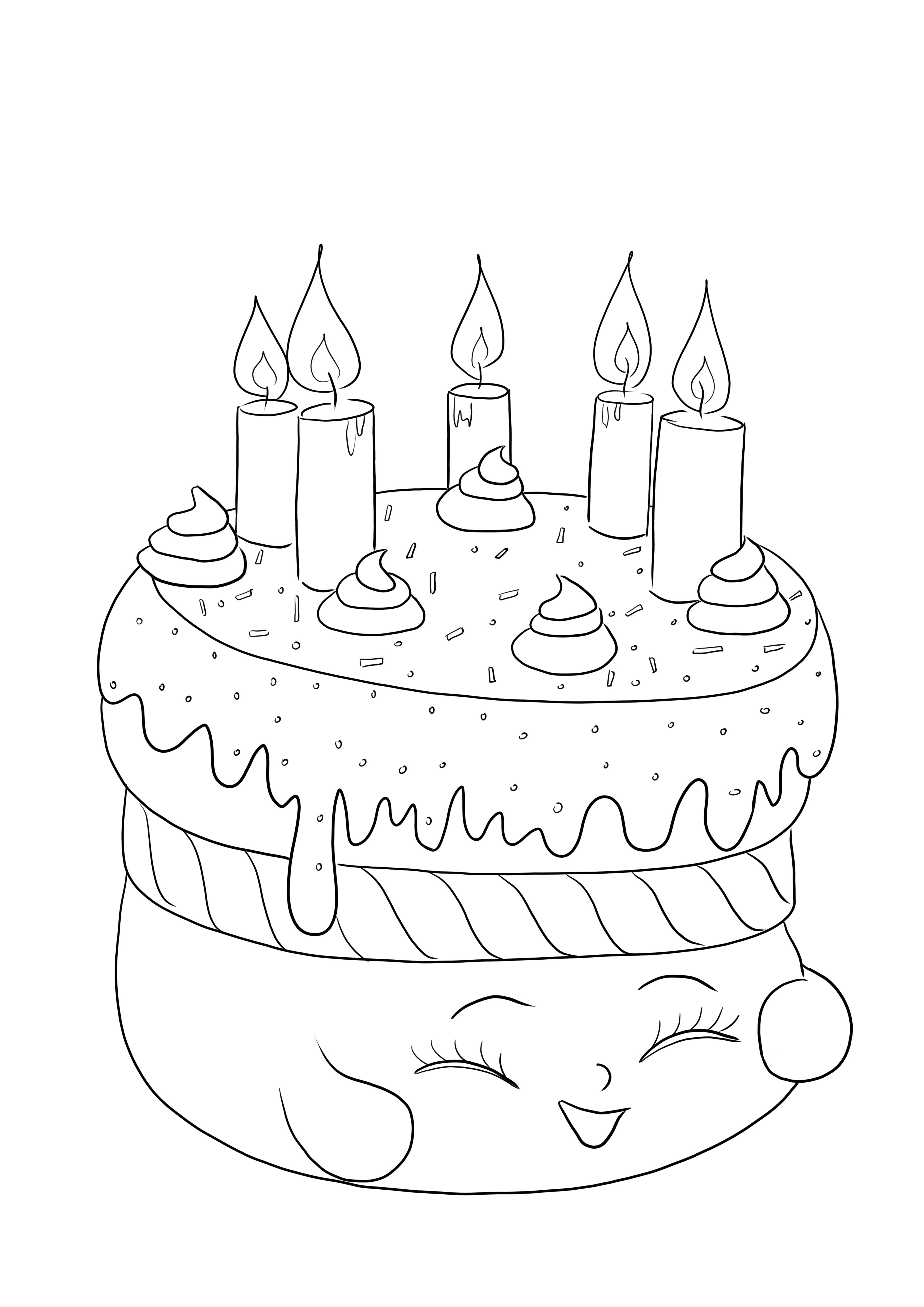 Folha de colorir super fofa do Cake Wishes Shopkin grátis para baixar e colorir
