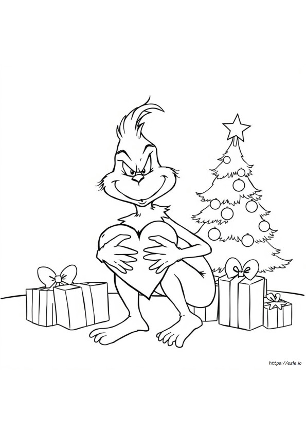 Grinch Heart Coloring Page
