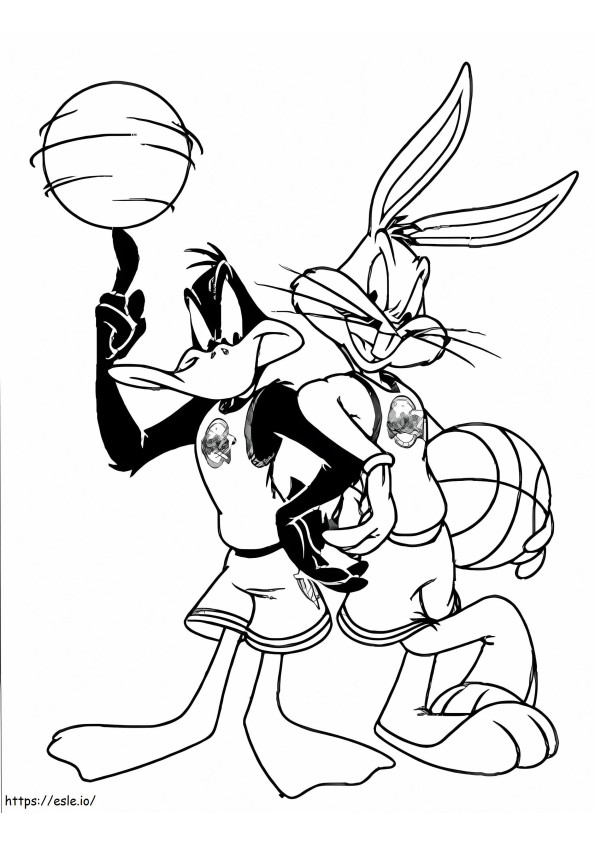 Bugs Bunny și Daffy Duck ținând bile de colorat