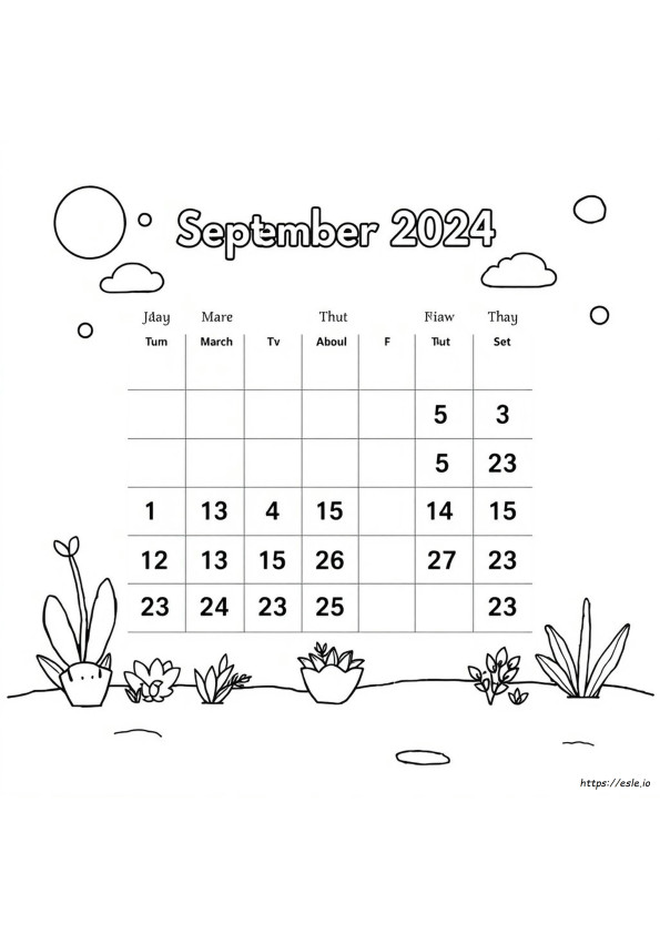 September 2024 Calendar Coloring Page