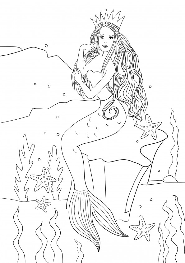 Free printable coloring image of a Barbie mermaid for kids of all ages