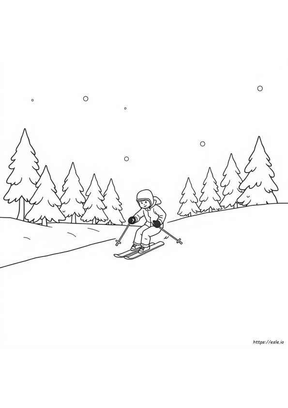 Snow Skiing Coloring Pages